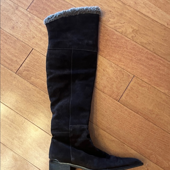 Brown suede Aquatilia over the knee boots with faux fur - Picture 3 of 14